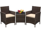 Patio Furniture Sets Outdoor PE Rattan Wicker Chairs with Soft Cushion and Glass