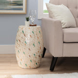 Cream Arlon Fish Capiz Drum Table, Ivory