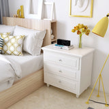 3 Drawers Nightstand, with Wood Legs,Modern White Drawers Dresser Bedside Nightstand