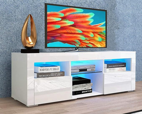 TV Stand for 65+ inch TV 50 55 60 70 Inch with LED Lights and Storage Drawer