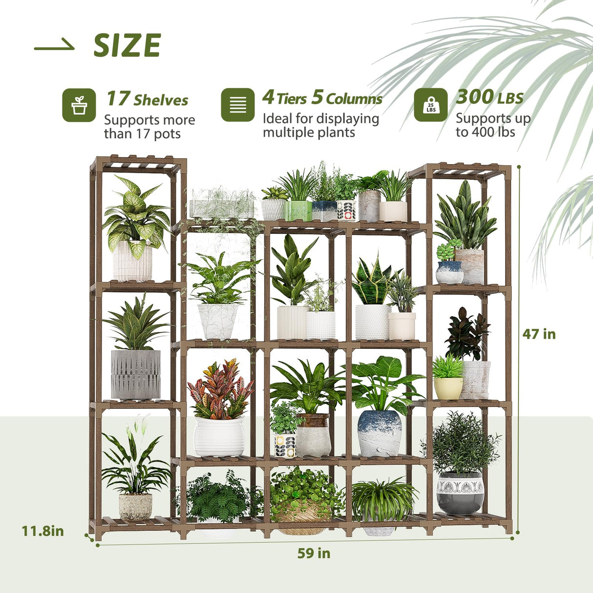 Plant Shelf Large Outdoor Plant Stand Indoor Tall Plant Rack Wood