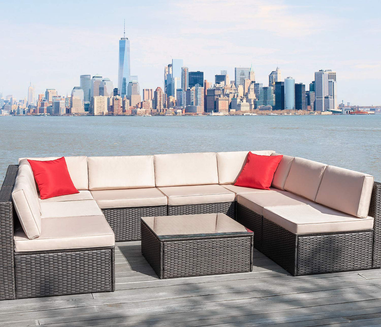9 Pieces Outdoor Sectional Sofa All-Weather Patio Furniture Sets