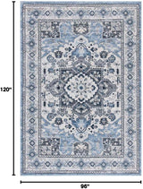 SAFAVIEH Charleston Collection Area Rug - 8' x 10', Blue & Grey, Oriental Medallion Design, Non-Shedding & Easy Care, Ideal for High Traffic Areas in Living Room, Bedroom (CHL431M)