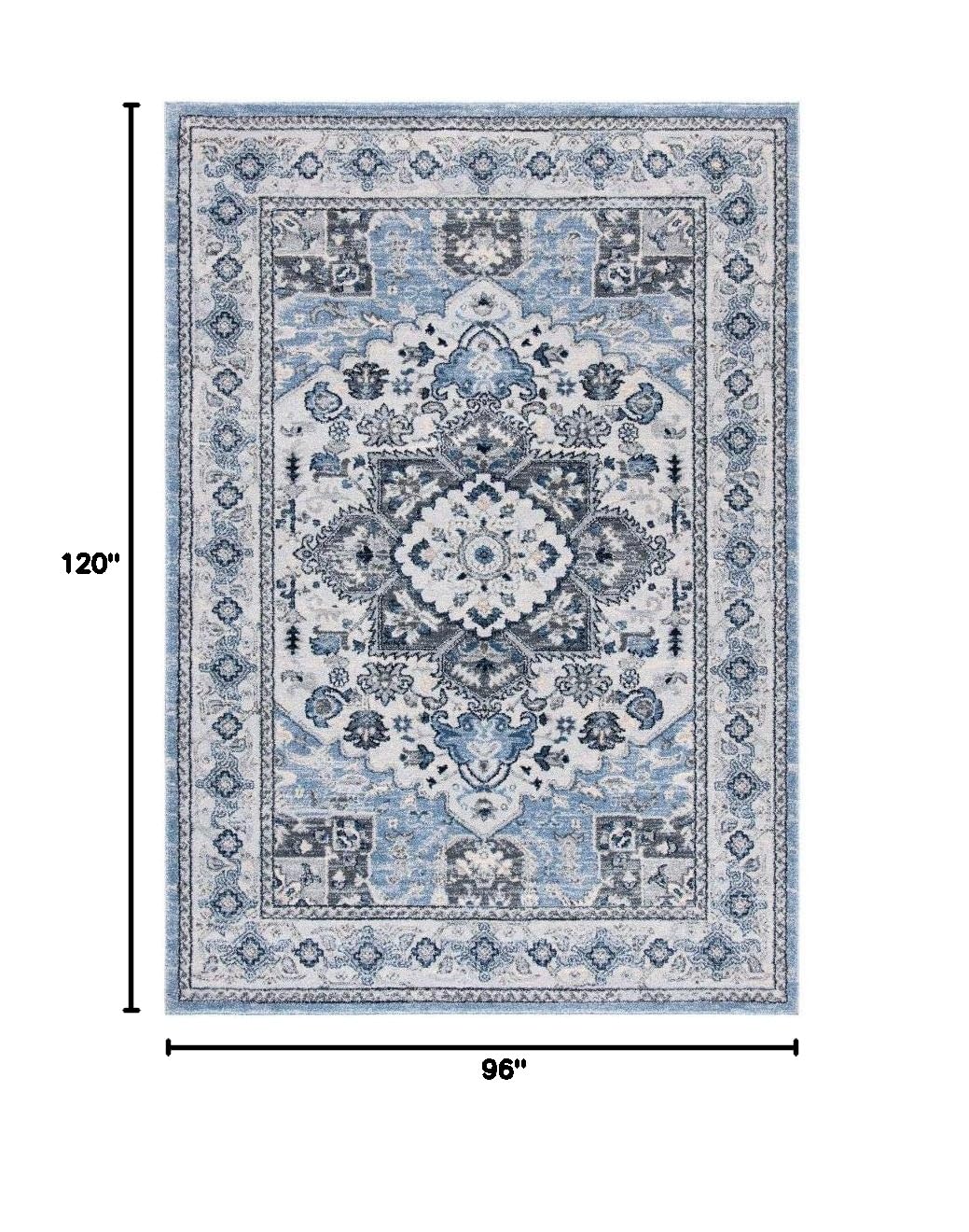 SAFAVIEH Charleston Collection Area Rug - 8' x 10', Blue & Grey, Oriental Medallion Design, Non-Shedding & Easy Care, Ideal for High Traffic Areas in Living Room, Bedroom (CHL431M)