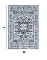 SAFAVIEH Charleston Collection Area Rug - 8' x 10', Blue & Grey, Oriental Medallion Design, Non-Shedding & Easy Care, Ideal for High Traffic Areas in Living Room, Bedroom (CHL431M)