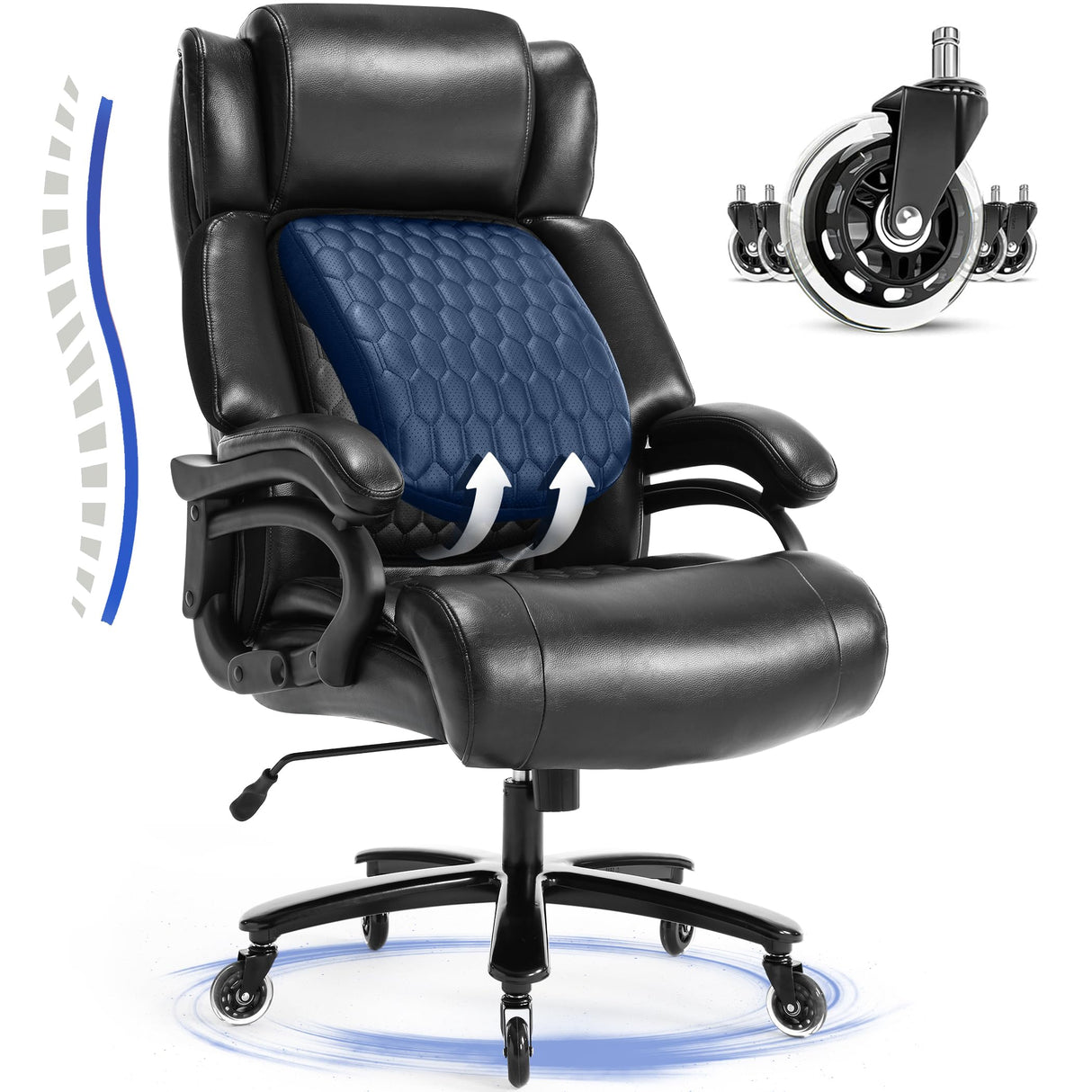 500lbs Big and Tall Office Chair Click2 Lumbar Support Ergonomic Executive Office Chair