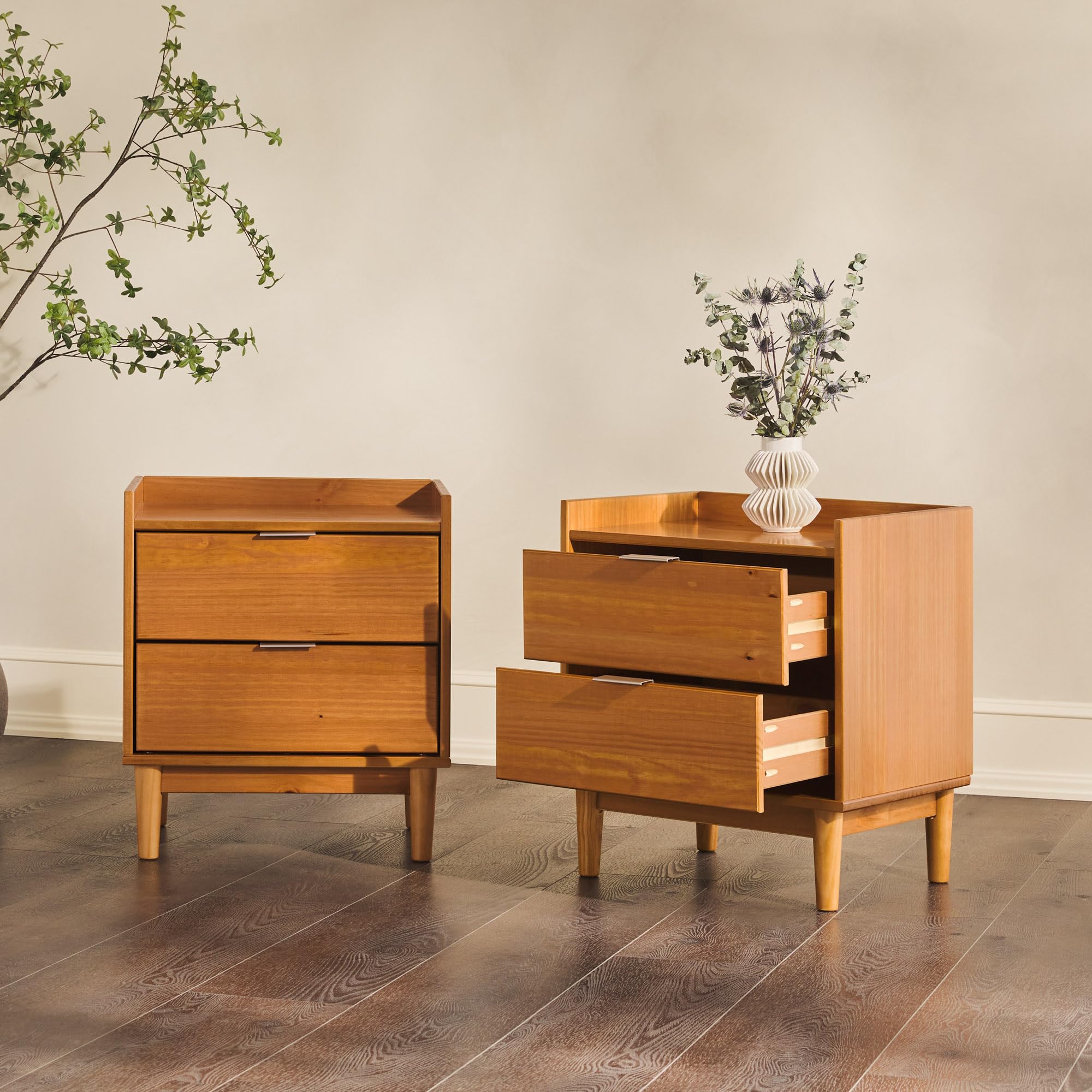 Century Modern 2-Drawer Solid Wood Nightstand