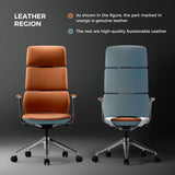 Executive Leather Office Chair - High Back Ergonomic Swivel Chair with Headrest