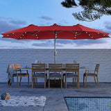 15ft Double Sided Patio Umbrella with Solar Lights (Base Included)