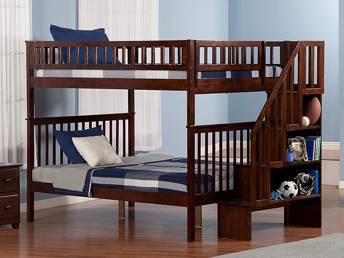 Columbia Twin over Twin Size Bunk Bed with Twin Raised Panel Trundle in White