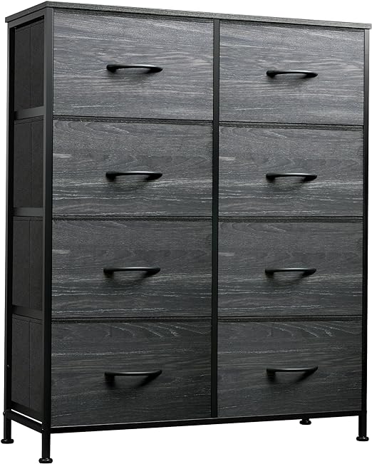 Fabric Dresser for Bedroom, Tall Dresser with 8 Drawers, Storage Tower with Fabric Bins