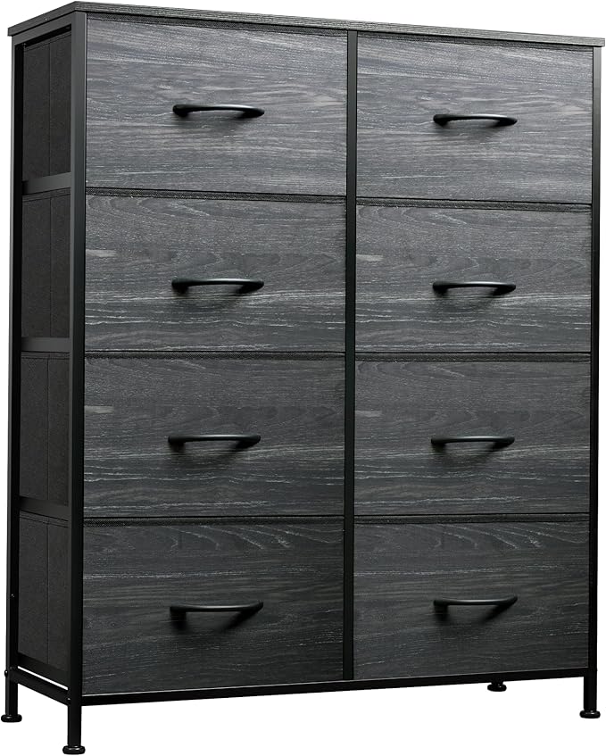 Fabric Dresser for Bedroom, Tall Dresser with 8 Drawers, Storage Tower with Fabric Bins