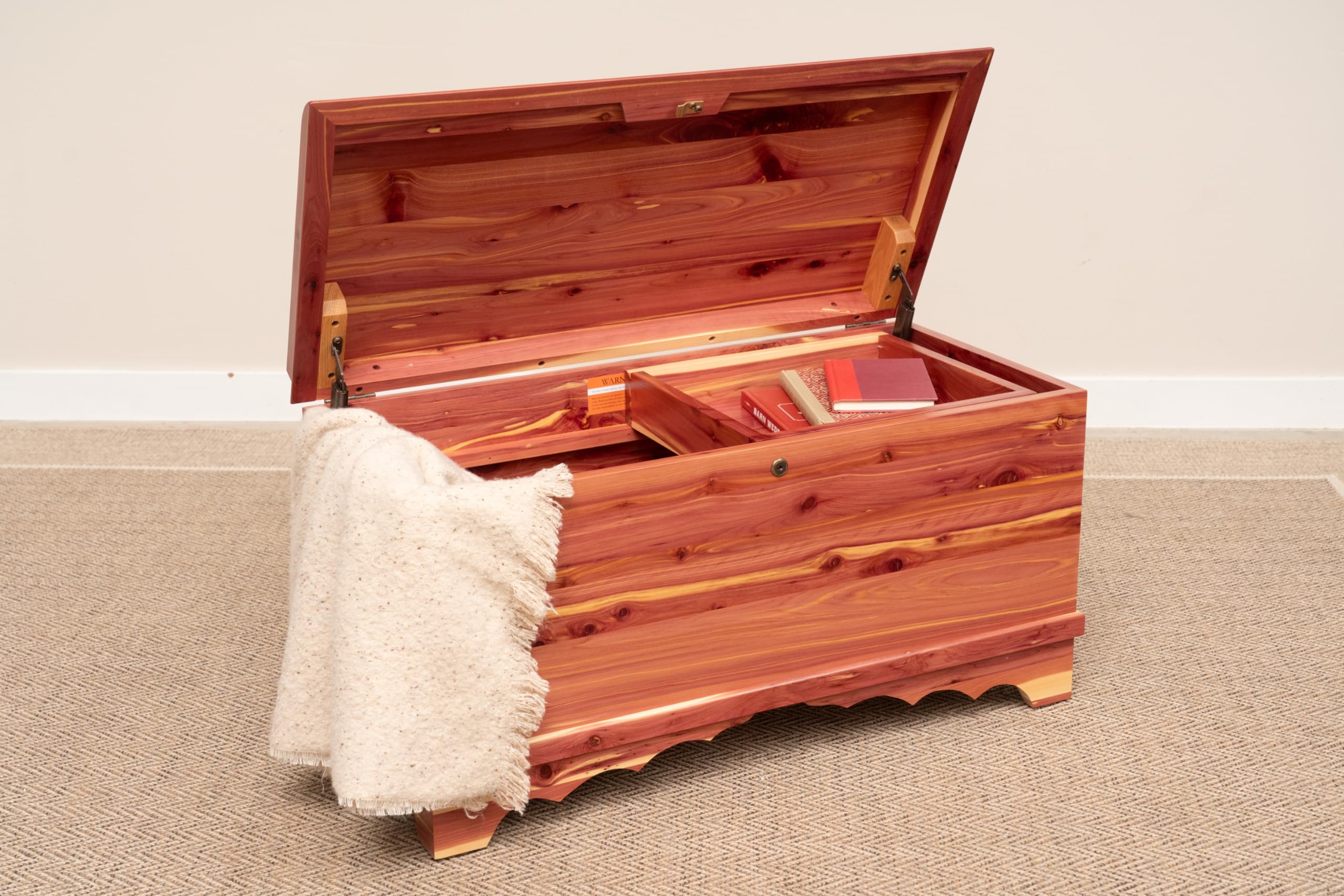 Cedar Hope Chest with Waterfall Top – Amish Cedar Chest w/ Anti-Slam Hinges