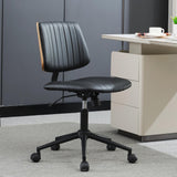 Home Office Desk Chair with Wheels,Modern Walnut Small Desk Chair,Armless Mid Back