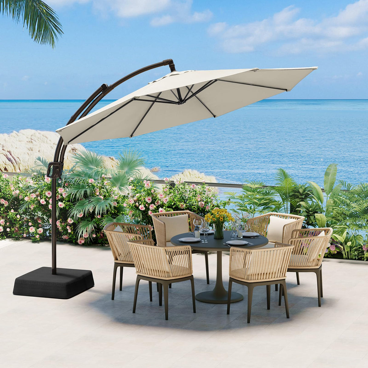 Outdoor Patio Umbrella with Base Includeds