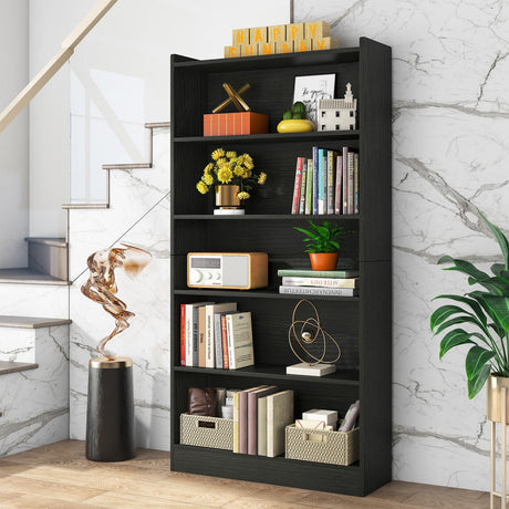 72-inch Tall Bookcase, Modern 6-Tier White Library Bookshelf with Storage Shelves