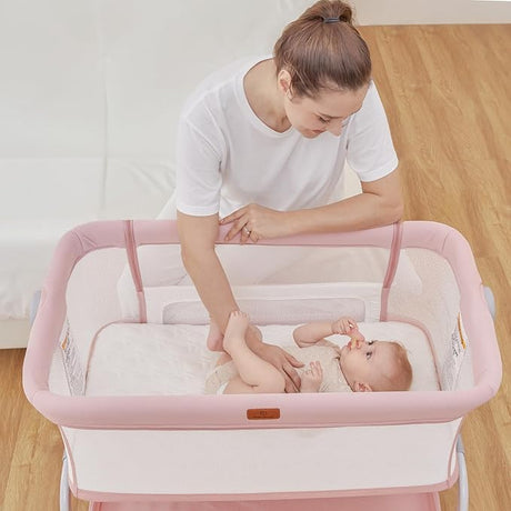 Baby Bassinet, 3 in 1 Bassinet Bedside Sleeper with Washable Soft Mattress and Sheet