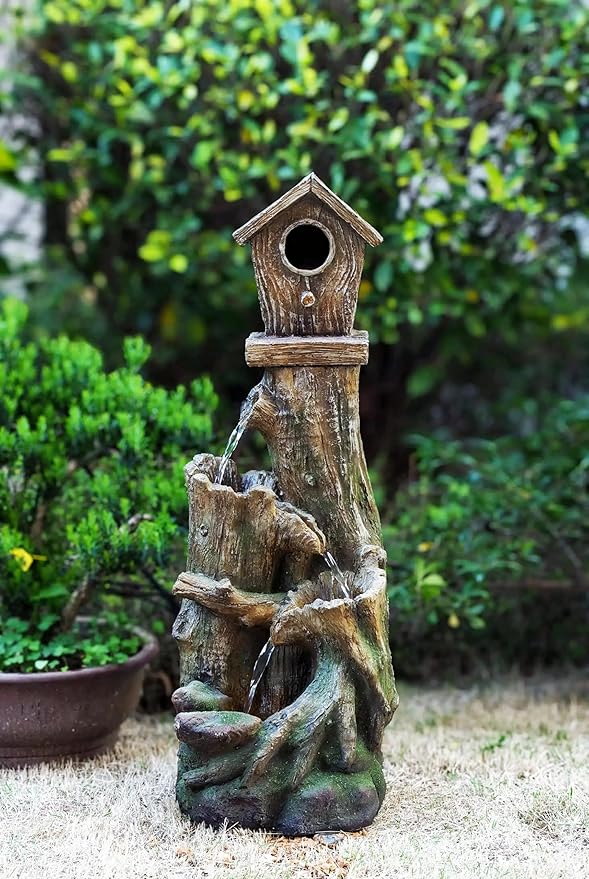 Waterfall Fountain for Outdoor Gardens and Patio Backyards – Includes Energy-Efficient LED