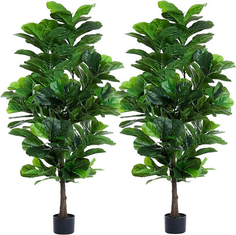 FLOWORLD Fiddle Leaf Fig Tree 6ft Tall Artificial Tree in Pot Fake Ficus Lyrata Plants with 184 Decorative