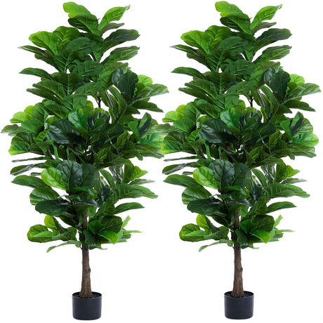 FLOWORLD Fiddle Leaf Fig Tree 6ft Tall Artificial Tree in Pot Fake Ficus Lyrata Plants with 184 Decorative