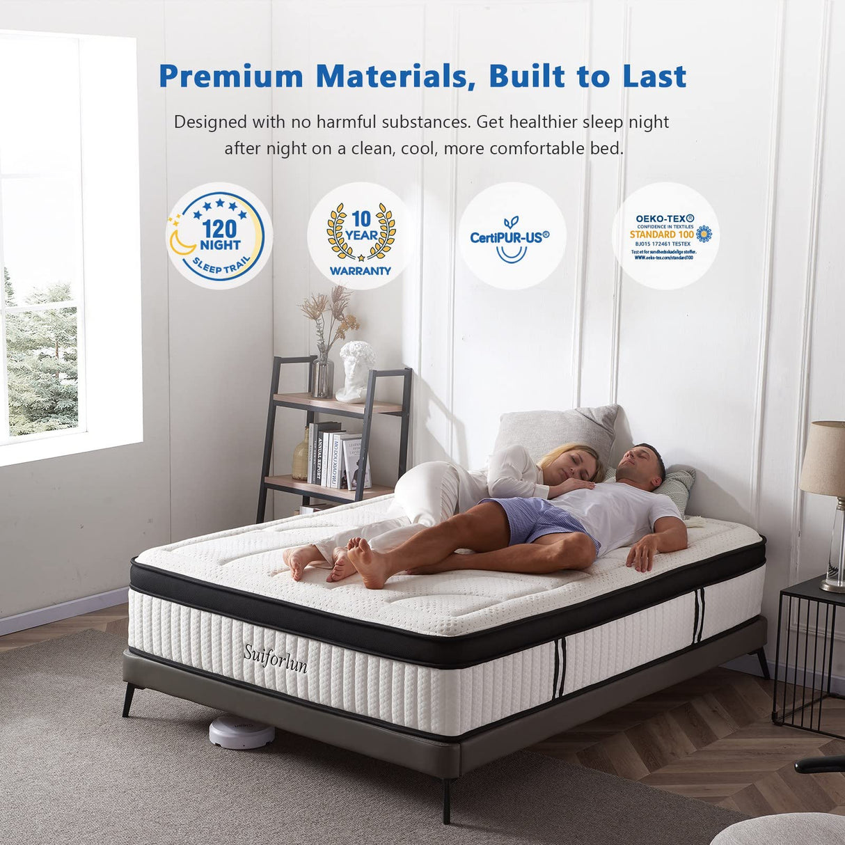 King Mattress, 14 Inch Hybrid Gel Memory Foam and Innerspring Mattress, Euro Top