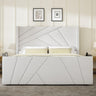 Queen Velvet Platform Bed with Geometric Tufted Headboard