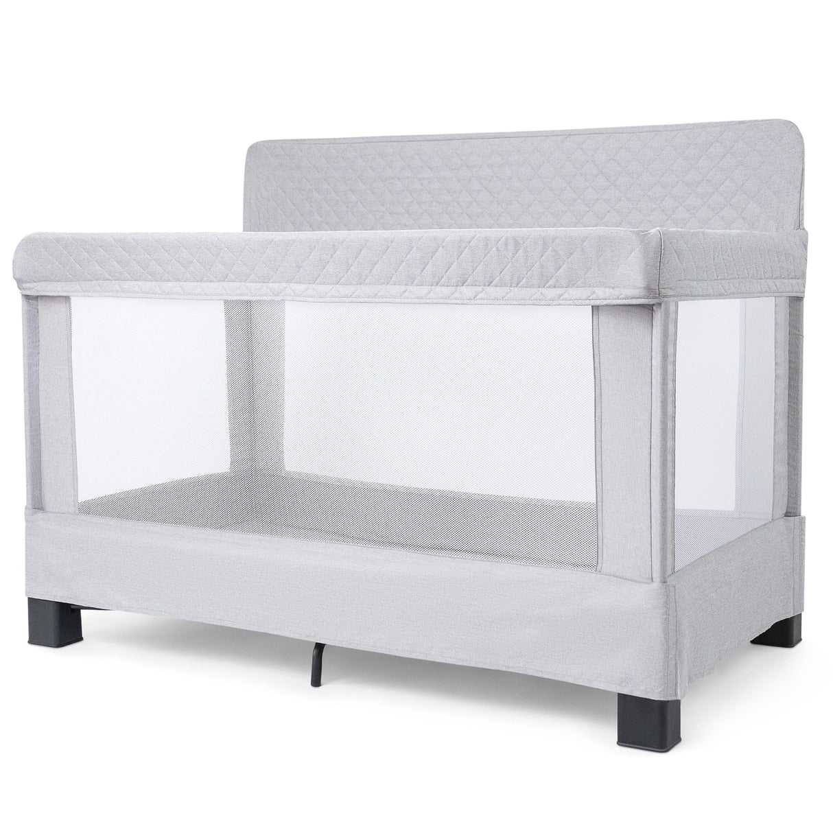 Horizon Full Size Crib, Breathable Mesh Walls, Tool-Free Assembly Baby Bed, Luxe Quilted