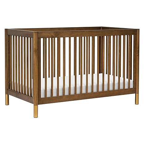 Gelato 4-in-1 Convertible Crib with Toddler Bed Conversion in White and Washed Natural