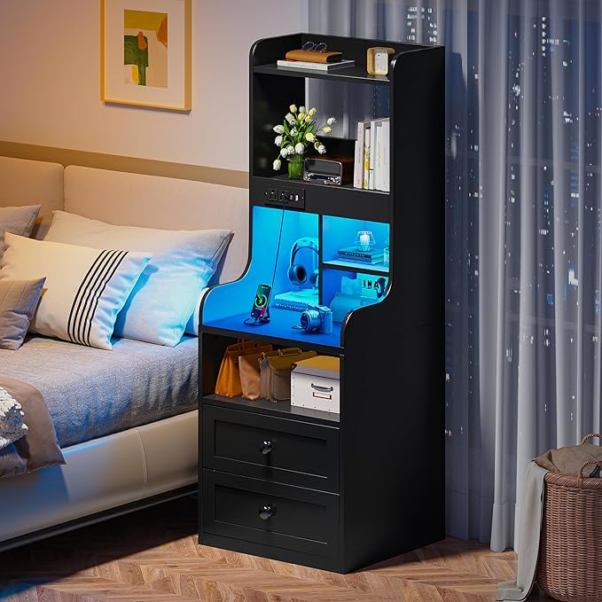 Nightstands Set of 2 with Charging Station