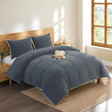 Blissful Comforter Set with 2 Pillow Shams Reversible White Comforter Plush Fluffy