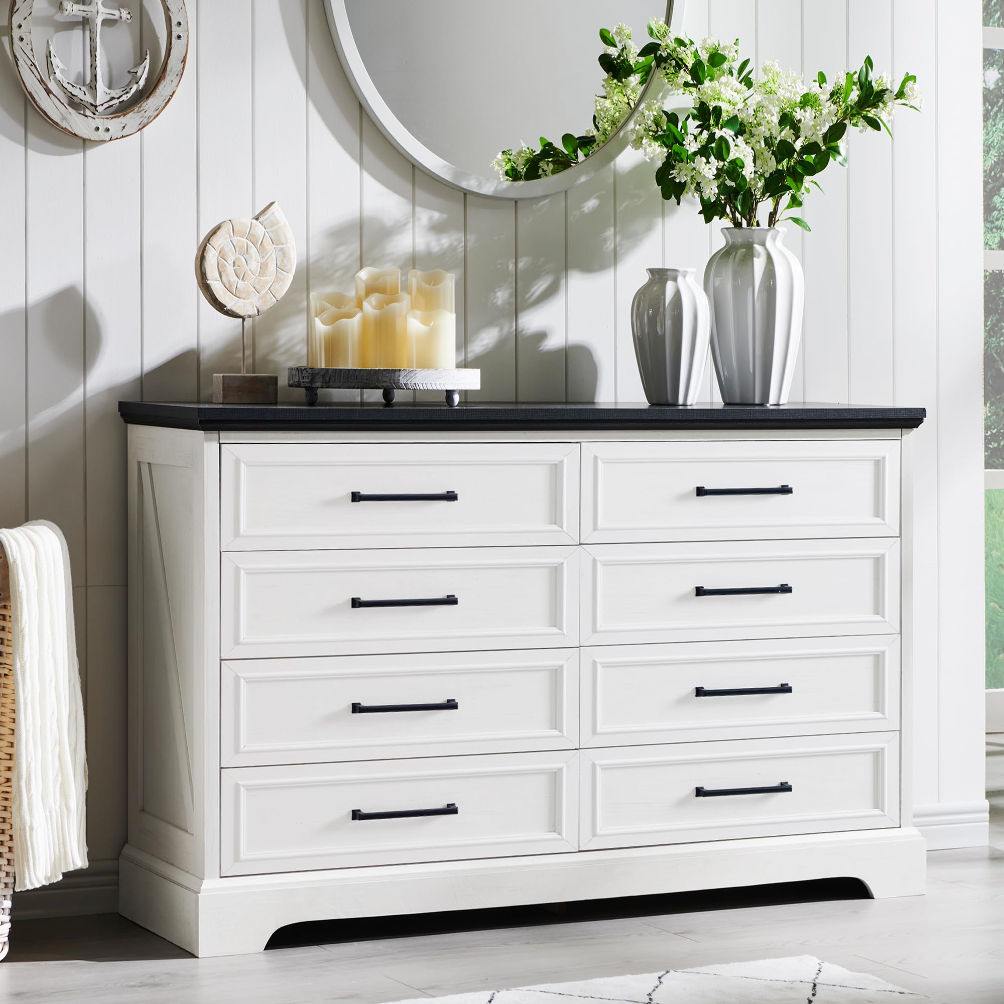 Farmhouse 8 Drawers Dresser Chests