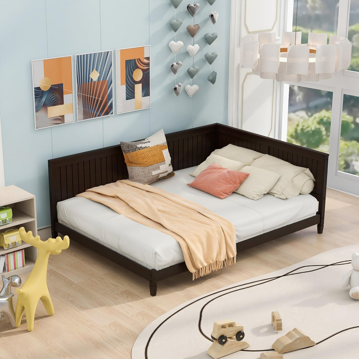 Full Size Daybed/Sofa Bed, Wood Backrest
