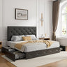 Upholstered Queen Platform Bed Frame with Adjustable Headboard and 4 Drawers Under