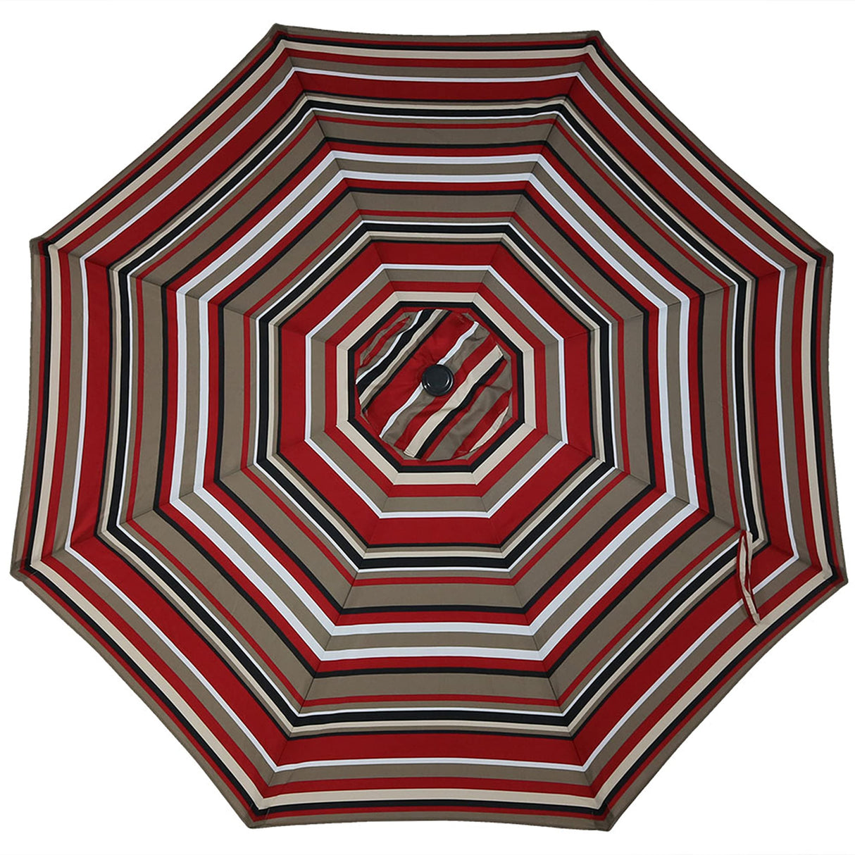 9 ft Striped Patio Umbrella - Polyester Table Market Umbrella with Push-Button Tilt and Crank