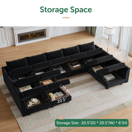 Modular Sectional Sleeper Sofa Couch with Ottoman Velvet Modular Sofa