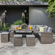 Outdoor Patio Furniture Set, 7 Piece Patio Dining Sofa Set