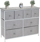 Dresser with 8 Faux Wood Drawers - Chest Organizer Unit with Steel Frame Wood Top