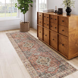 Lahome Oriental Kitchen Runner Rug-2.5X10 Washable Runner Rug Soft Ultra-Thin Bedroom Runner, Hallway Runner Rugs Distressed Bathroom Runner for Entryway ‎Laundry Room(2.5x10t,Peach/Orange)