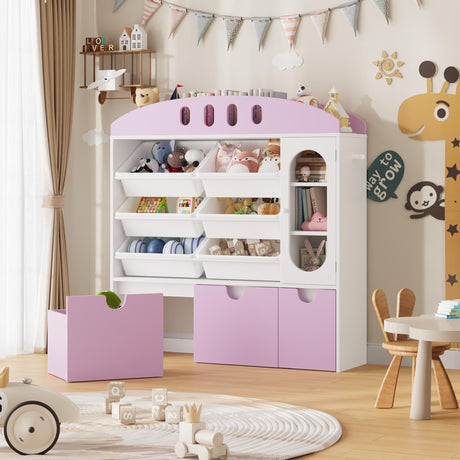 Toy Organizers and Storage with Door, Playroom Organization and Storage, Bookshelf