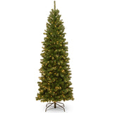 Pre-Lit Artificial Slim Christmas Tree, Green, North Valley Spruce, White Lights