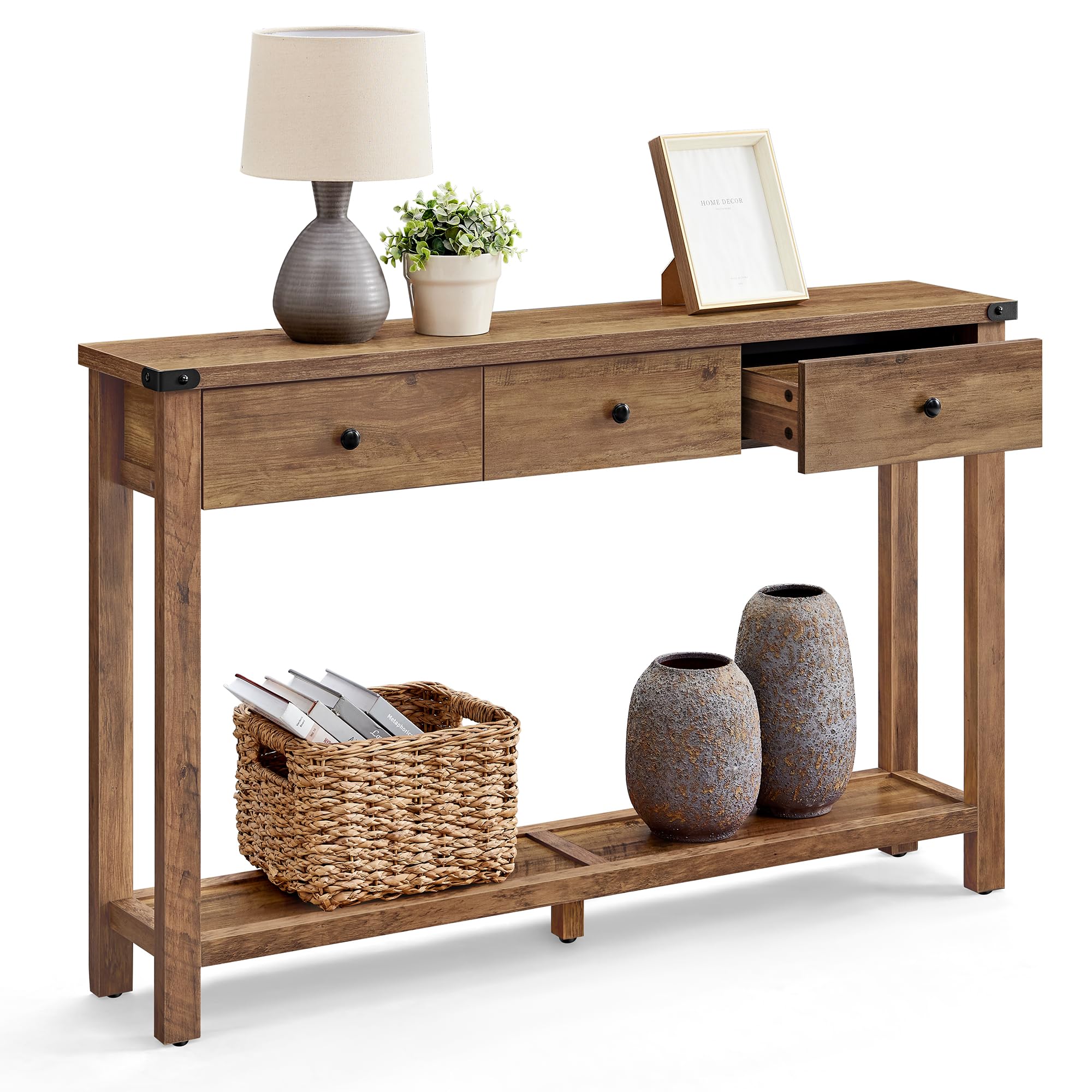 LIRY Collection Console Table with 3 Drawers - Farmhouse Entryway Sofa Table