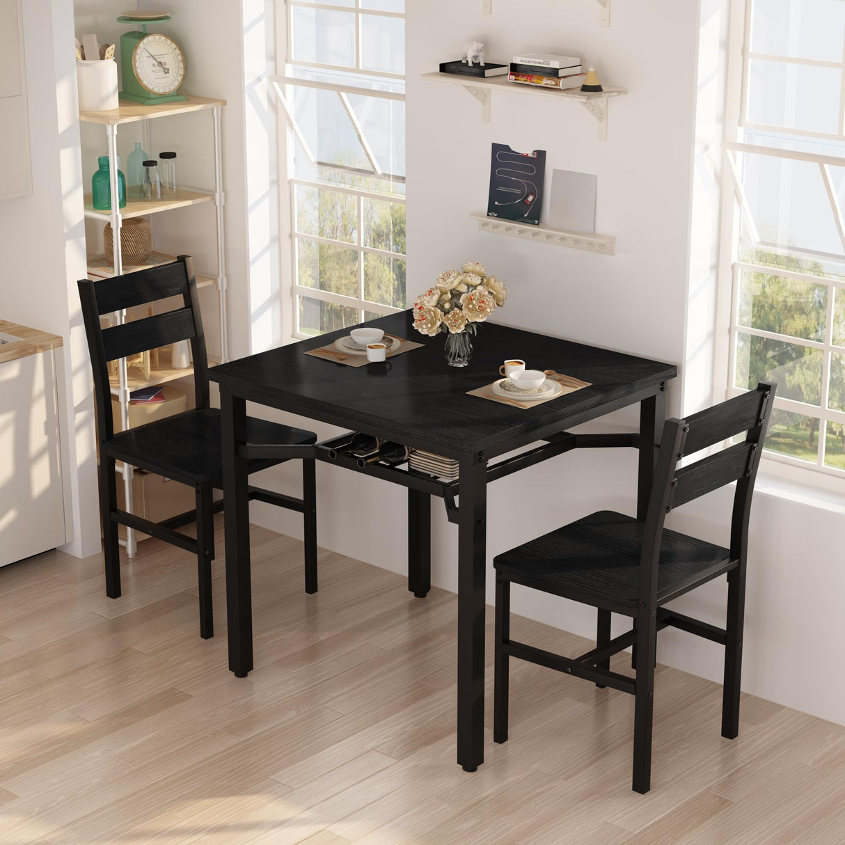 3-Piece Dining Table Set for Small Spaces with Storage
