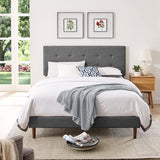 Twin Bed Frame with Adjustable Height Headboard,Tufted Upholstered Platform Bed