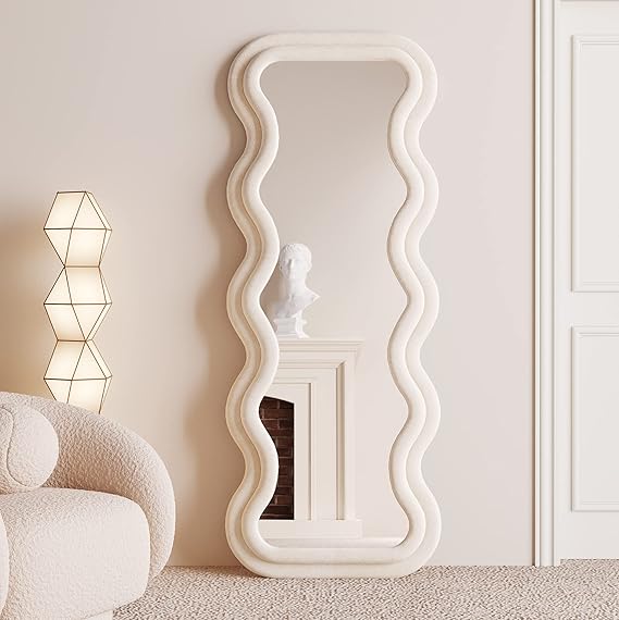 Full Length Wall Mirror 63" x 24" - Irregular Wavy Frame Floor Mirror
