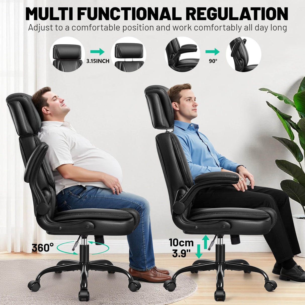Ergonomic Office Chair with Lumbar Support and Adjustable Headrest