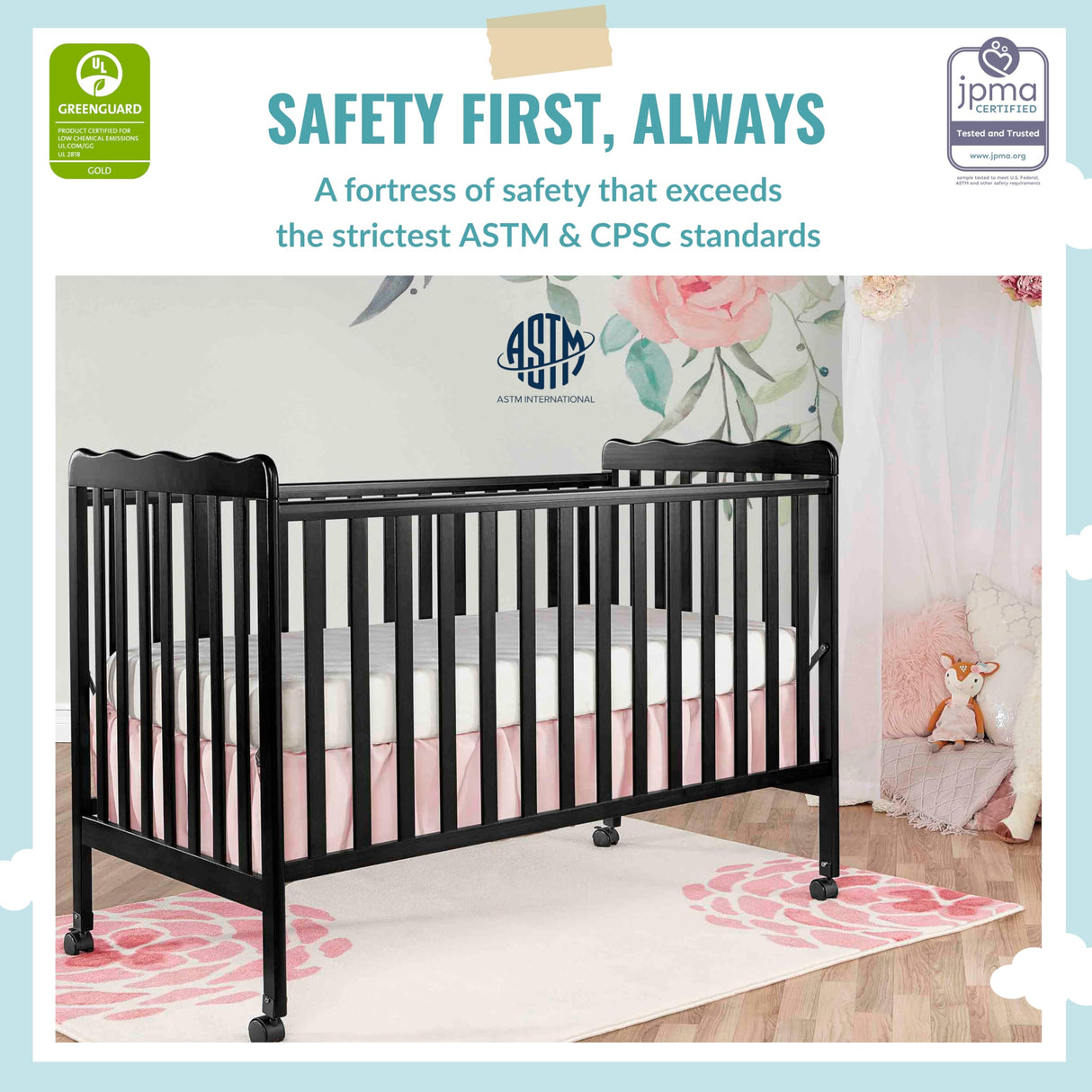 Carson Classic 3-in-1 Convertible Crib in Black