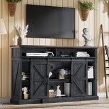 66" Farmhouse TV Stand for 75 Inch TVs, 40" Tall Entertainment Center with Sliding Barn