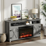 Fireplace TV Stand for Television up to 65+ Inch with Storage and Farmhouse Barn Doors