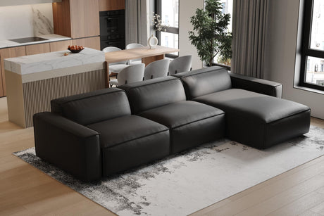 Nathan Napa Leather Couch - 3 Seats with Right Chaise Sectional