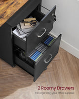 2-Drawer File Cabinet, Locking Wood Filing Cabinet for Home Office